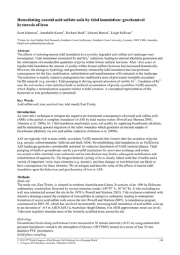 Remediating Coastal Acid Sulfate Soils by Tidal Inundation: Geochemical Hysteresis of Iron