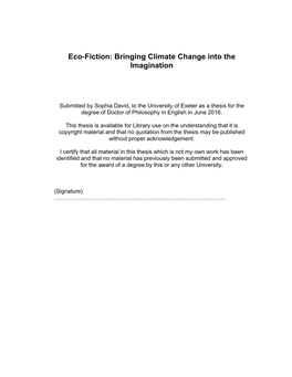 Eco-Fiction: Bringing Climate Change Into the Imagination