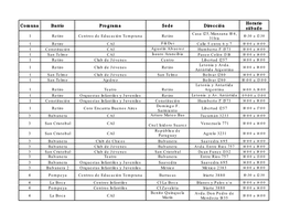 Comuna Barrio Programa Sede Dirección Horario Sábado