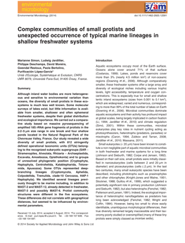 Complex Communities of Small Protists and Unexpected Occurrence of Typical Marine Lineages in Shallow Freshwater Systems