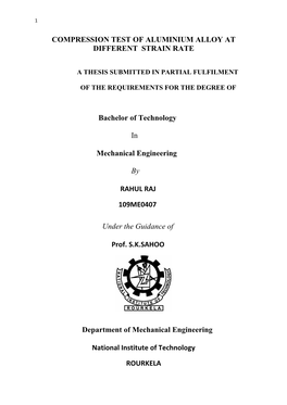 Compression Test of Aluminium Alloy at Different Strain Rate