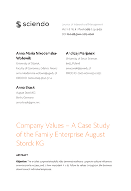 A Case Study of the Family Enterprise August Storck KG
