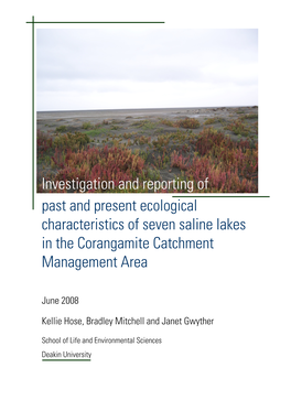 Investigation and Reporting of Past and Present Ecological Characteristics of Seven Saline Lakes in the Corangamite Catchment Management Area