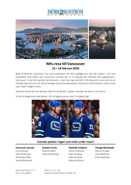 NHL-Resa Till Vancouver