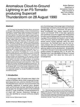 Producing Supercell Thunderstorm on 28 August 1990