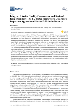 The EU Water Framework Directive's Impact On