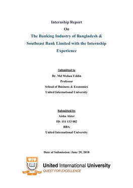 The Banking Industry of Bangladesh & Southeast Bank Limited with The