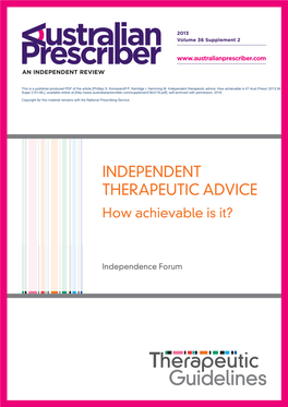 INDEPENDENT THERAPEUTIC ADVICE How Achievable Is It?