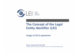 The Concept of the Legal Entity Identifier (LEI)