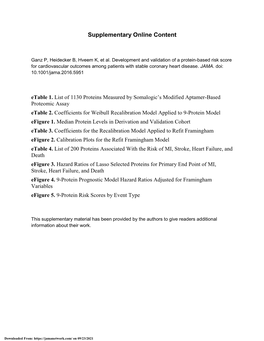 Development and Validation of a Protein-Based Risk Score for Cardiovascular Outcomes Among Patients with Stable Coronary Heart Disease