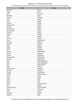 Omnia Tier 1 Professional Network Fname Lname