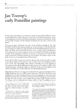 86 ROBERT SIEBELHOFF Jan Toorop's Early Pointillist Paintings In