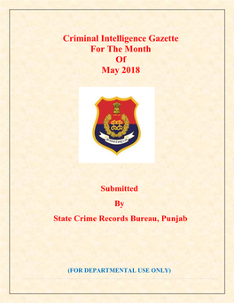 Criminal Intelligence Gazette for the Month of May 2018