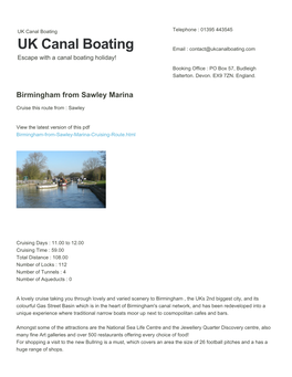 Birmingham from Sawley Marina | UK Canal Boating