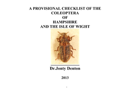 A Checklist of Surrey Coleoptera