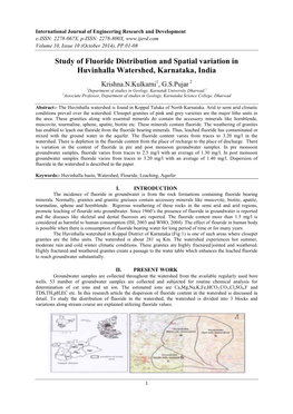 Study of Fluoride Distribution and Spatial Variation in Huvinhalla Watershed, Karnataka, India