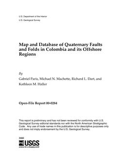 Map and Database of Quaternary Faults and Folds in Colombia and Its Offshore Regions