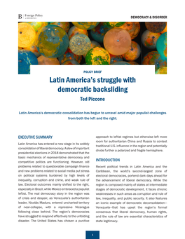 Latin America's Struggle with Democratic Backsliding