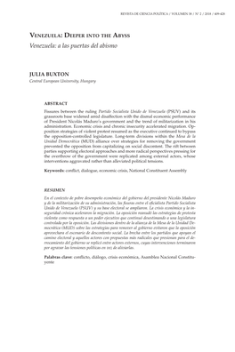 Venezuela: Deeper Into the Abyss Venezuela: a Las Puertas Del Abismo