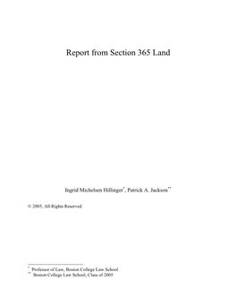 Report from Section 365 Land