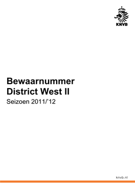 Bewaarnummer District West II Seizoen 2011/‟12