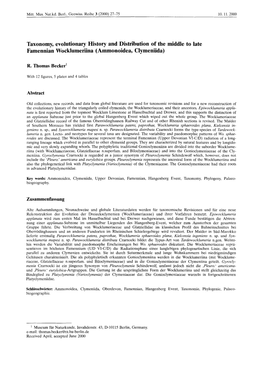 Taxonomy, Evolutionary History and Distribution of the Middle to Late Famennian Wocklumeriina (Ammonoidea, Clymeniida)