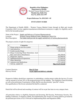 Republic of the Philippines Department of Health Western Visayas Medical Center Mandurriao, Iloilo City Fax No