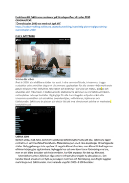 Funktionsrätt Eskilstunas Remissvar På Föreslagen Översiktsplan 2030