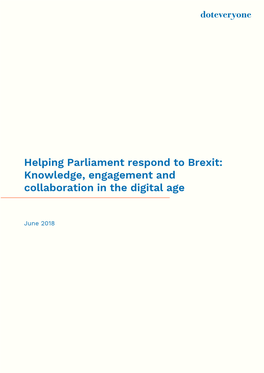 Helping Parliament Respond to Brexit: Knowledge, Engagement and Collaboration in the Digital Age