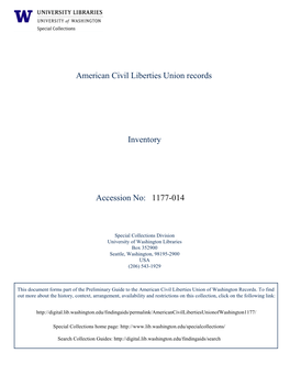 1177-014 American Civil Liberties Union Records