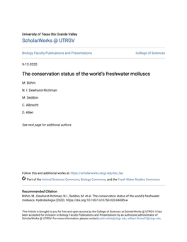 The Conservation Status of the World's Freshwater Molluscs