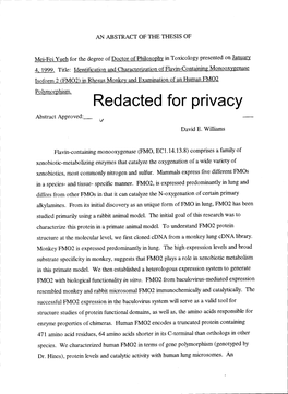 FMO2) in Rhesus Monkey and Examination of Anhuman FMO2 Polymorphism