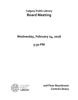 Calgary Public Library Board Meeting