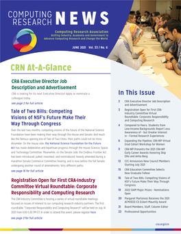 COMPUTING RESEARCH NEWS CRN At-A-Glance