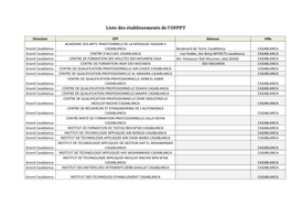 Liste Des Établissements De L'ofppt