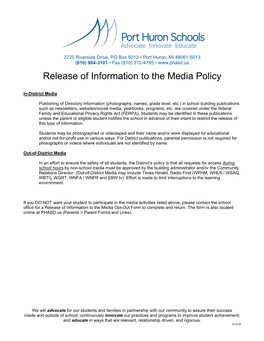 Release of Information to the Media Policy