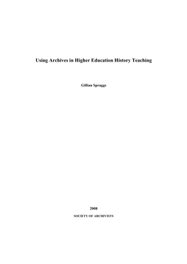 Using Archives in Higher Education History Teaching