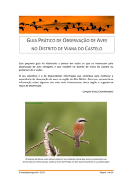 Guia Prático De Observação De Aves No Distrito De Viana Do Castelo