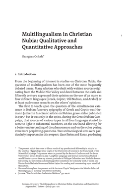 Multilingualism in Christian Nubia: Qualitative and Quantitative Approaches.” Dotawo 1 (2014): Pp