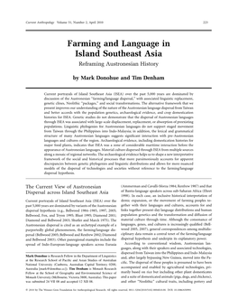 Farming and Language in Island Southeast Asia Reframing Austronesian History