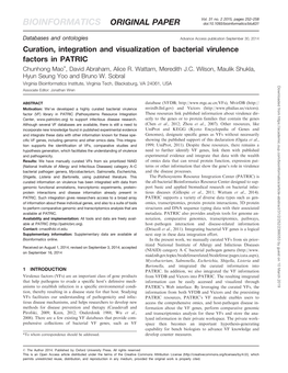 Curation, Integration and Visualization of Bacterial Virulence Factors in PATRIC Chunhong Mao*, David Abraham, Alice R