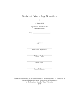 Persistent Cohomology Operations