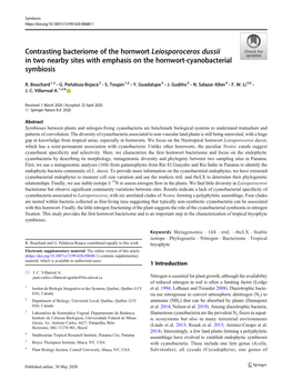 Contrasting Bacteriome of the Hornwort Leiosporoceros Dussii in Two Nearby Sites with Emphasis on the Hornwort-Cyanobacterial Symbiosis