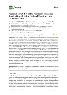 Regional Variability of the Romanian Main Tree Species Growth Using National Forest Inventory Increment Cores