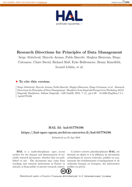 Research Directions for Principles of Data Management
