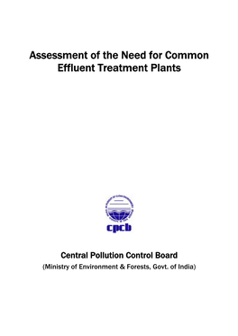 Assessment of the Need for Common Effluent Treatment Plants