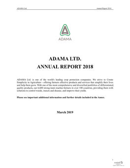 ADAMA Ltd. Annual Report 2018