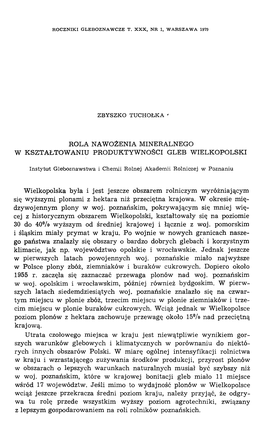 Rola Nawożenia Mineralnego W Kształtowaniu Produktywności Gleb Wielkopolski