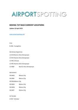 Boeing 737 Max Current Locations