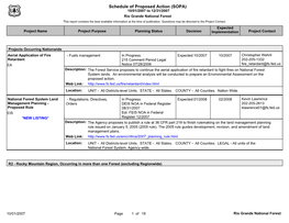 Schedule of Proposed Action (SOPA) 10/01/2007 to 12/31/2007 Rio Grande National Forest This Report Contains the Best Available Information at the Time of Publication